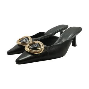 Steve Madden Lisbeth Black Leather Pointed Toe Buckle Kitten Heel Mules 8